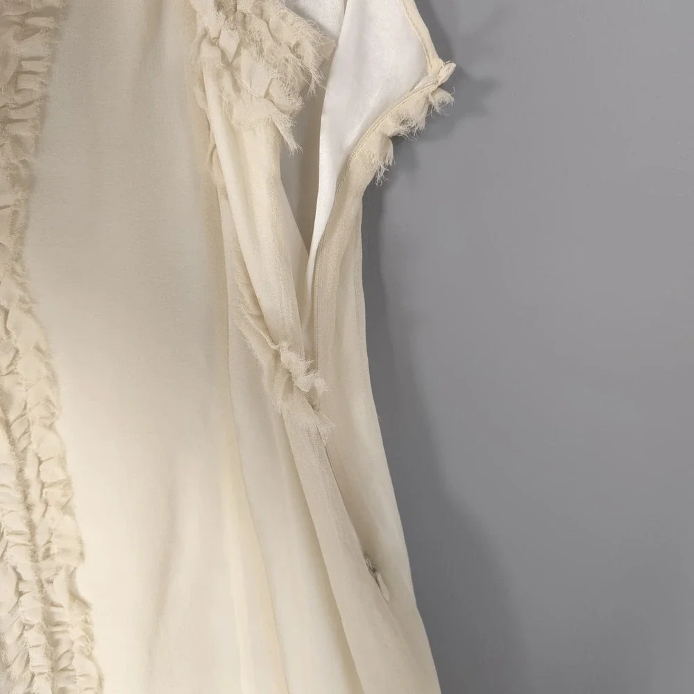 KNITTED DOVE Women's Knee Length Dress LARGE 100% Silk Ivory Sleeveless K92004‎